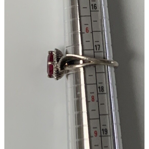 Vtg Ruby 925 Sterling Silver Halo Ring SZ 7 1.5ct July Birthstone Lab Created - Picture 2 of 16